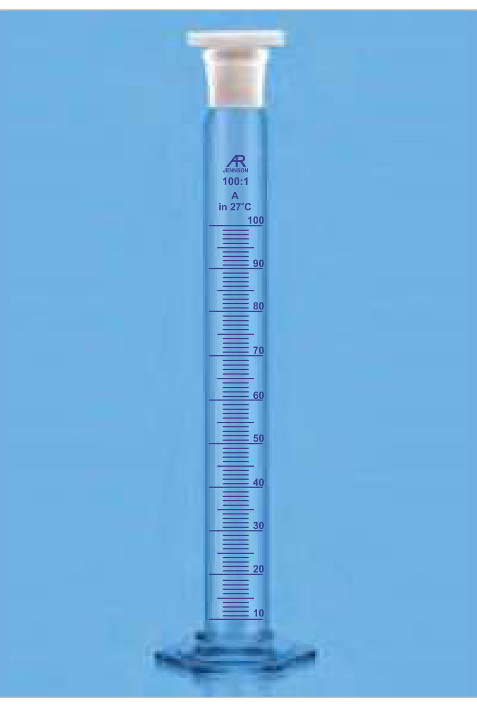 Measuring Cylinder with Stopper Hexagonal Base Class-B — Jennson measuring cylinders by A R Instruments Company Ambala
